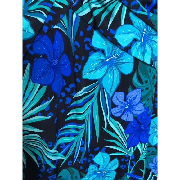 Swimsuits For All Plus Sz 26 Blue Hawaiian High Neck Wrap Swimdress Beach - Picture 12 of 16